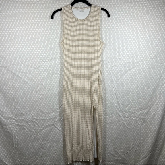 Wilfred Tan White Checkered Smocked Maxi Dress - Picture 2 of 6